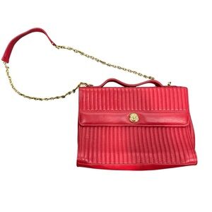 Anne Klein Red Shoulder Bag with Gold Chain